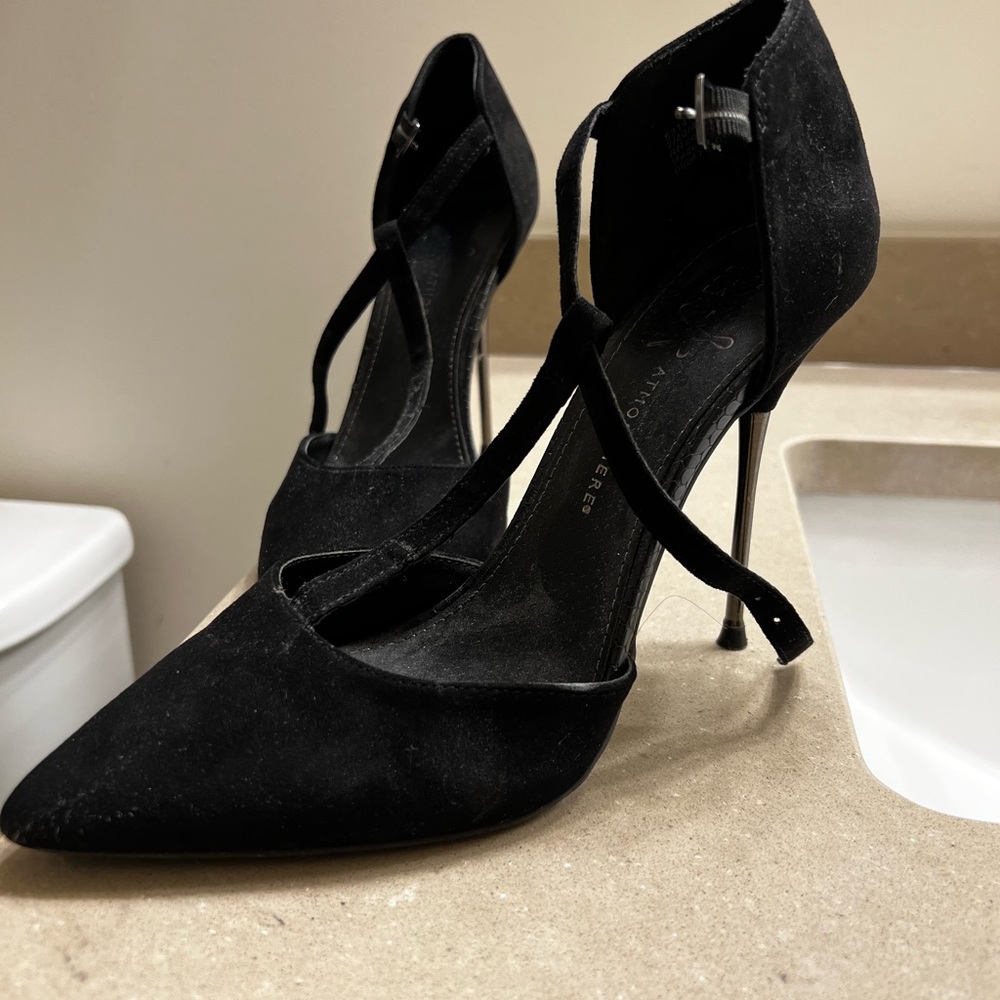Atmosphere T strap black heels - 3.5-4 inches tall